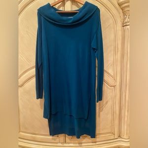 New York & Company teal cowl neck collar long sweater